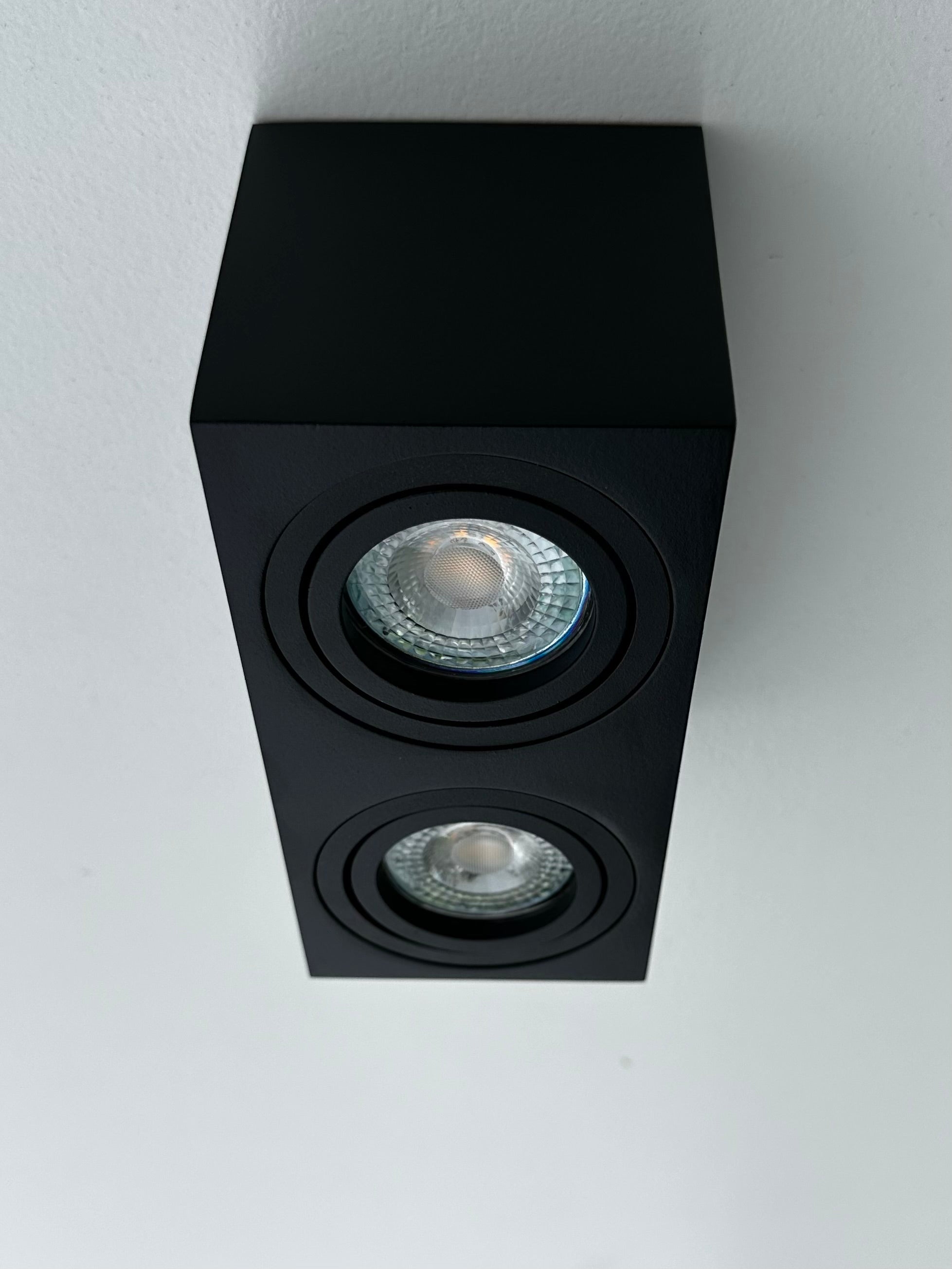 Faretto soffitto orientabile quadrato doppio - Nero