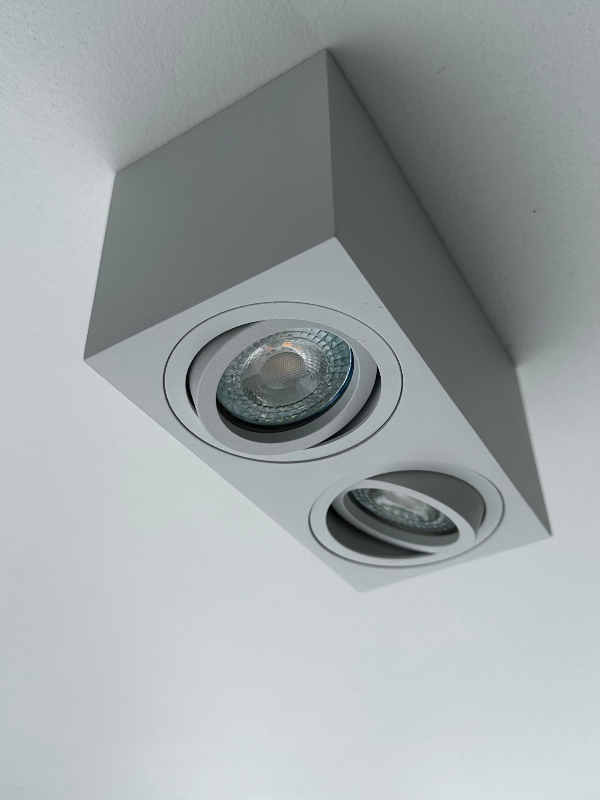 Faretto soffitto orientabile quadrato doppio - Bianco