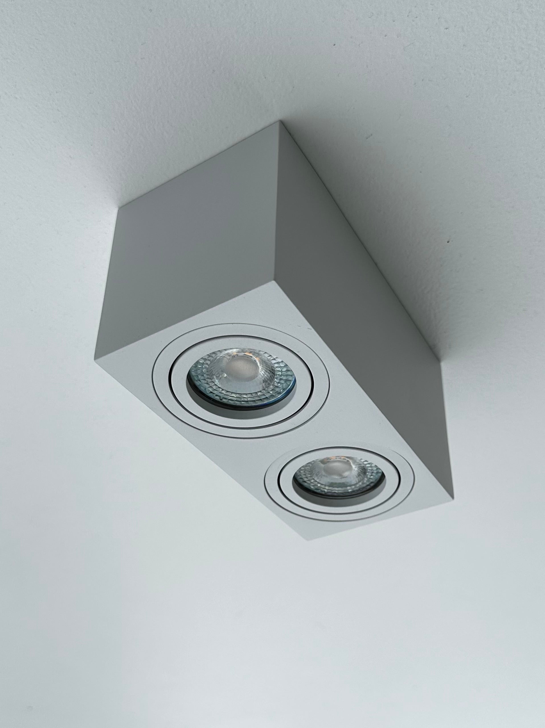 Faretto soffitto orientabile quadrato doppio - Bianco
