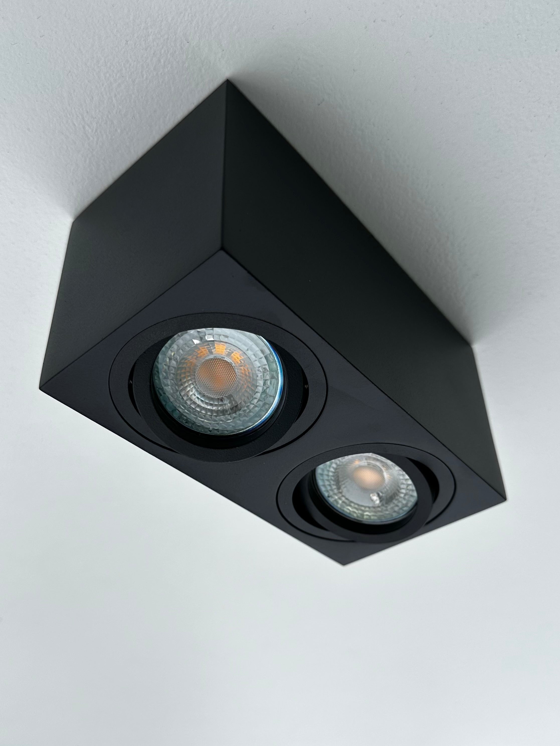 Faretto soffitto orientabile quadrato doppio - Nero