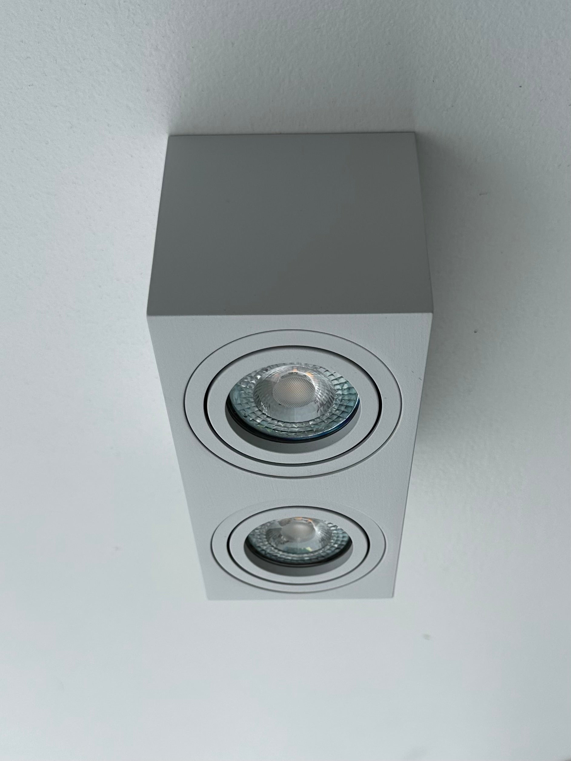 Faretto soffitto orientabile quadrato doppio - Bianco