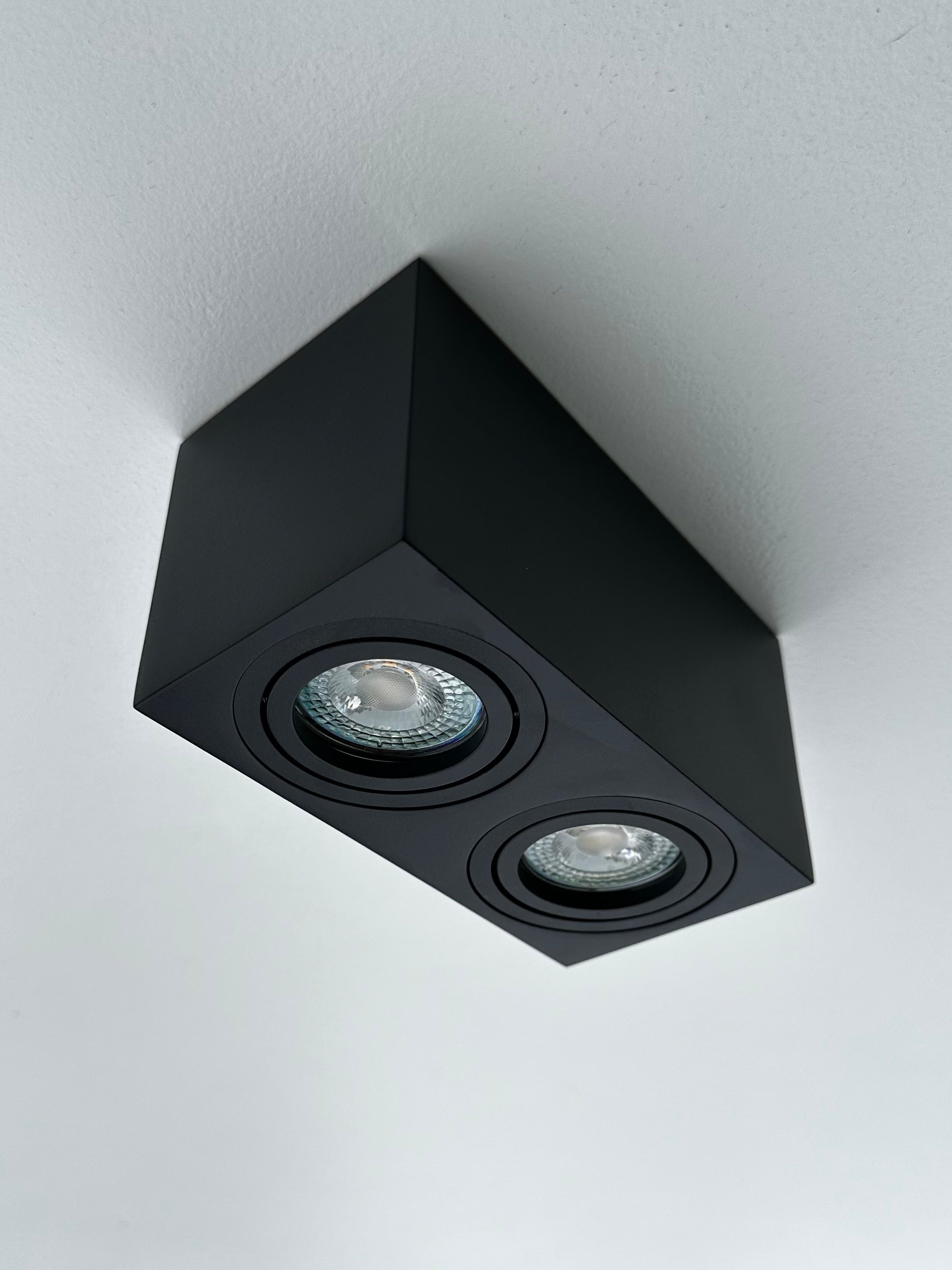 Faretto soffitto orientabile quadrato doppio - Nero