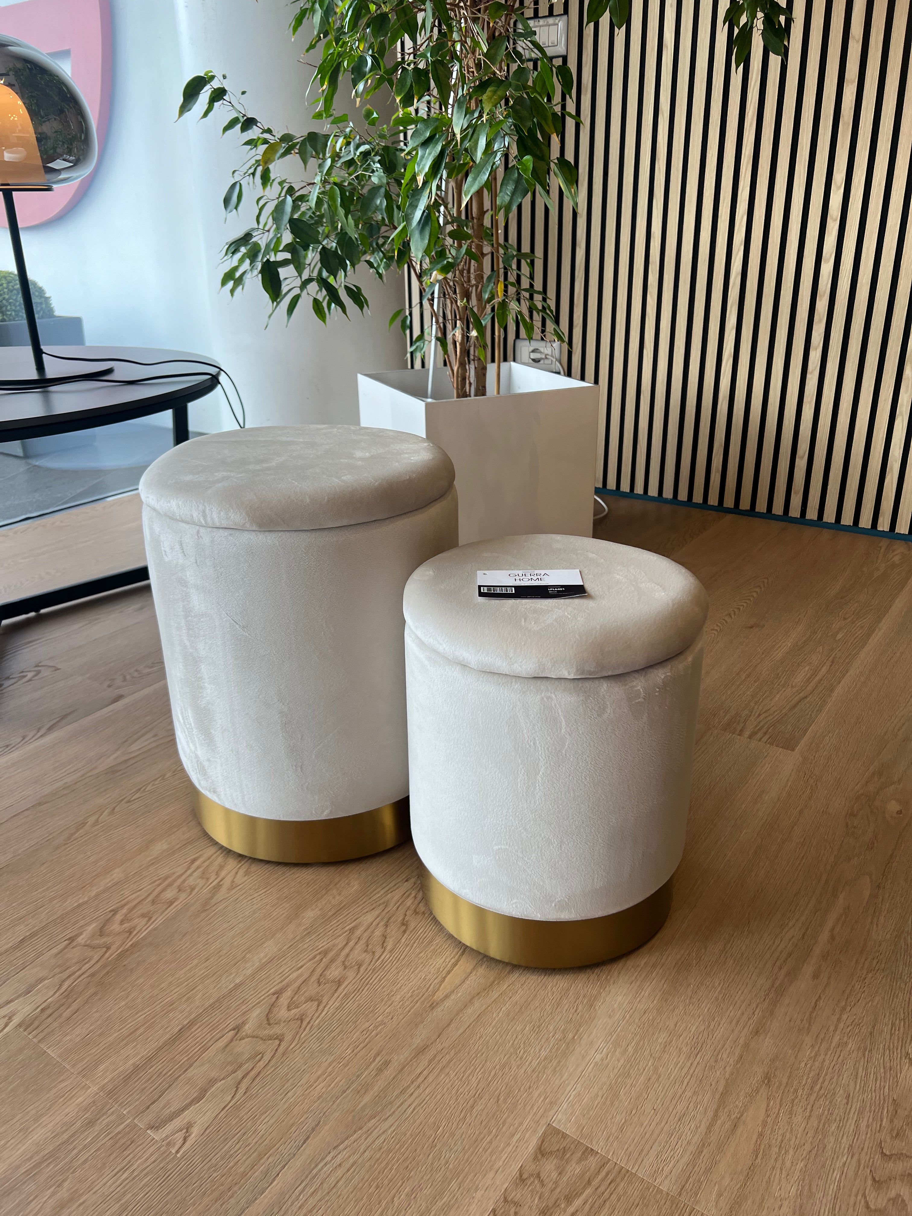 Set 2 Pouf contenitori - Beige