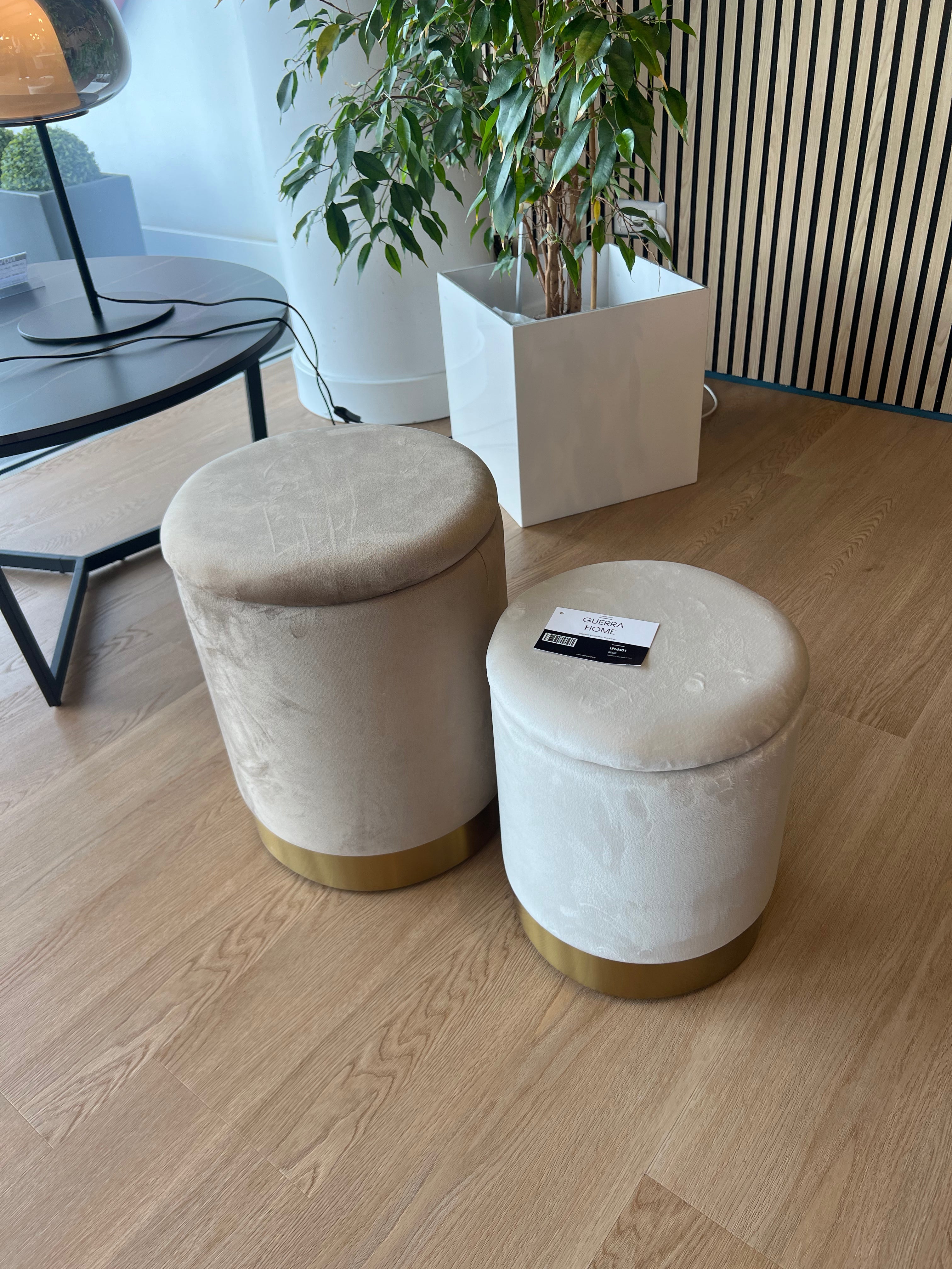 Set 2 Pouf contenitori - Beige scuro