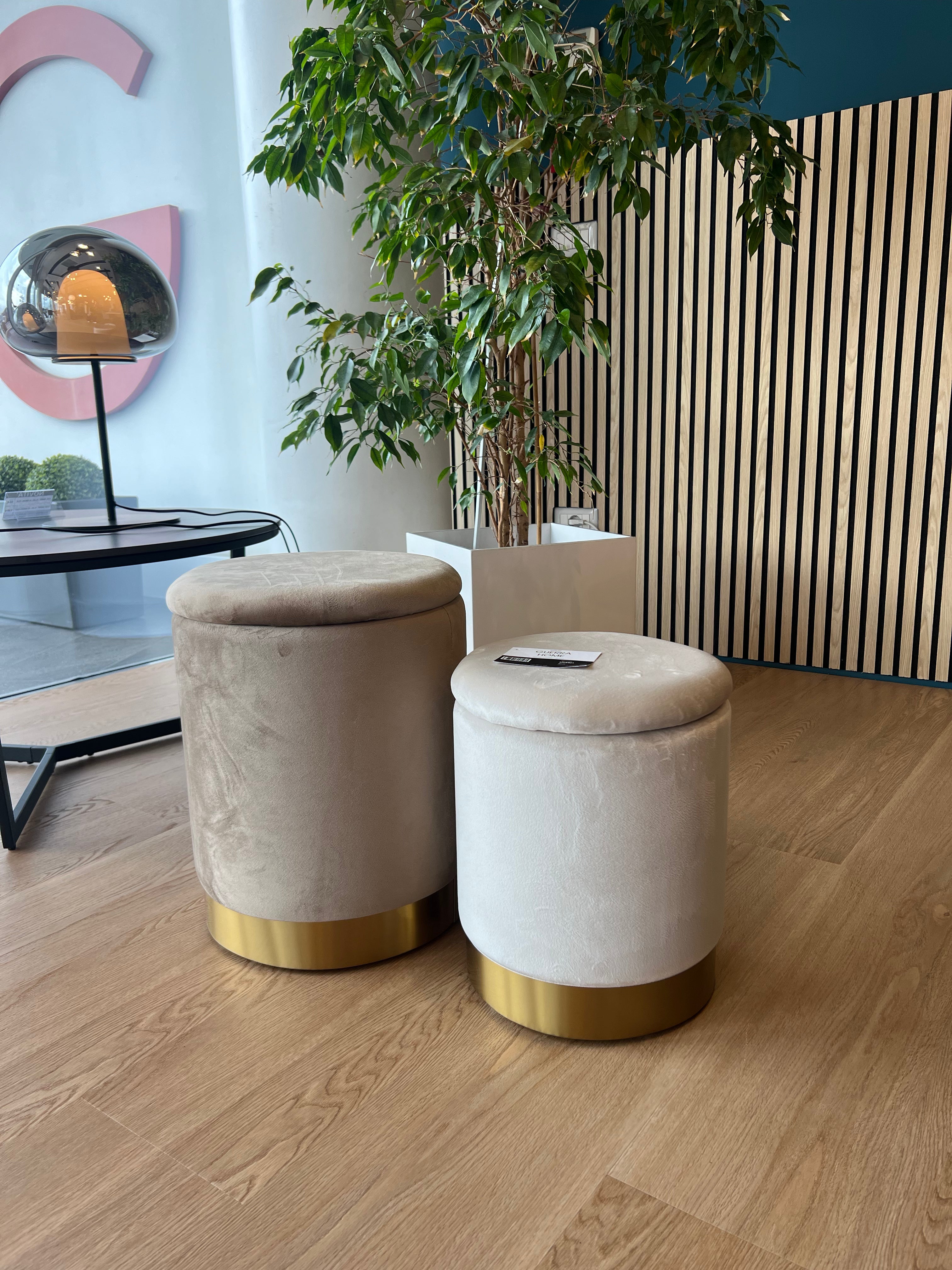 Set 2 Pouf contenitori - Beige scuro