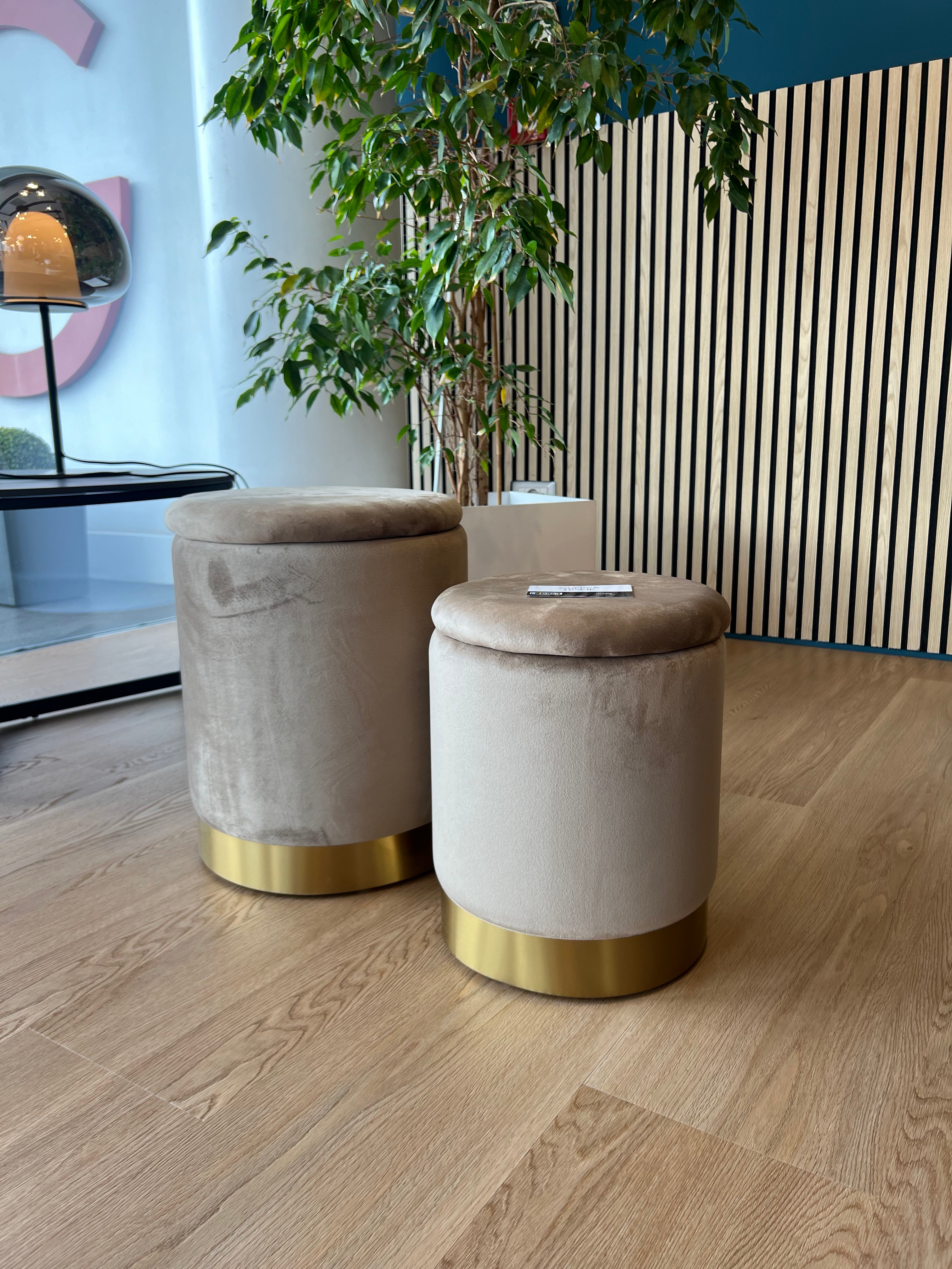 Set 2 Pouf contenitori - Beige scuro
