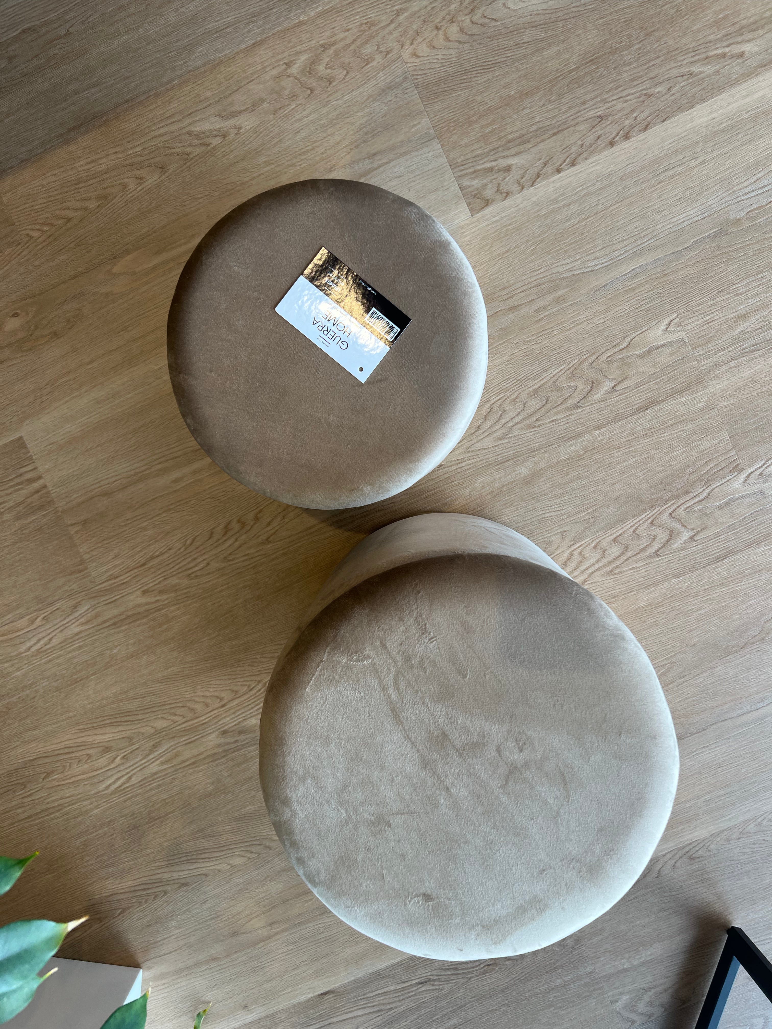 Set 2 Pouf contenitori - Beige scuro