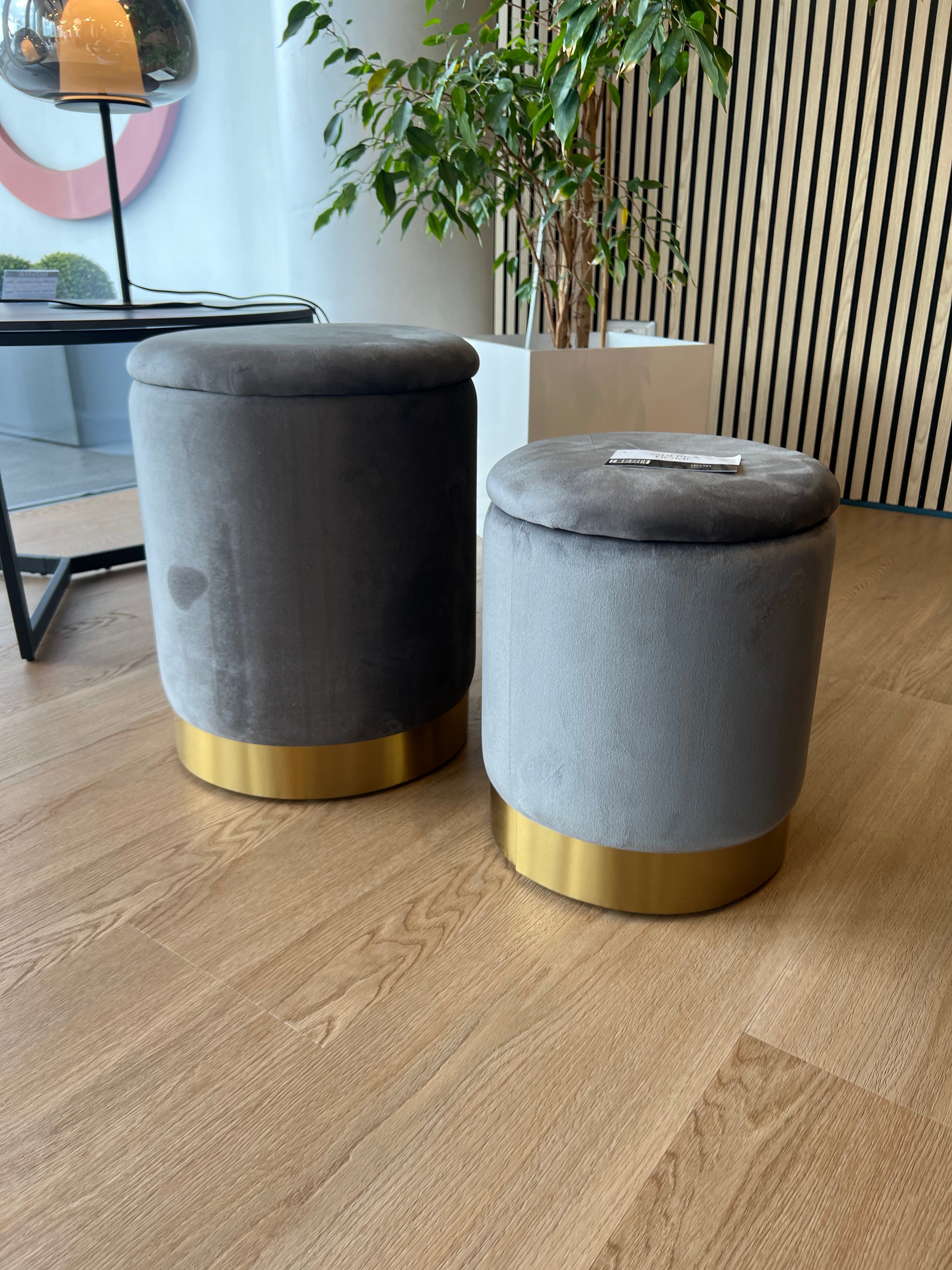 Set 2 Pouf contenitori - Grigio