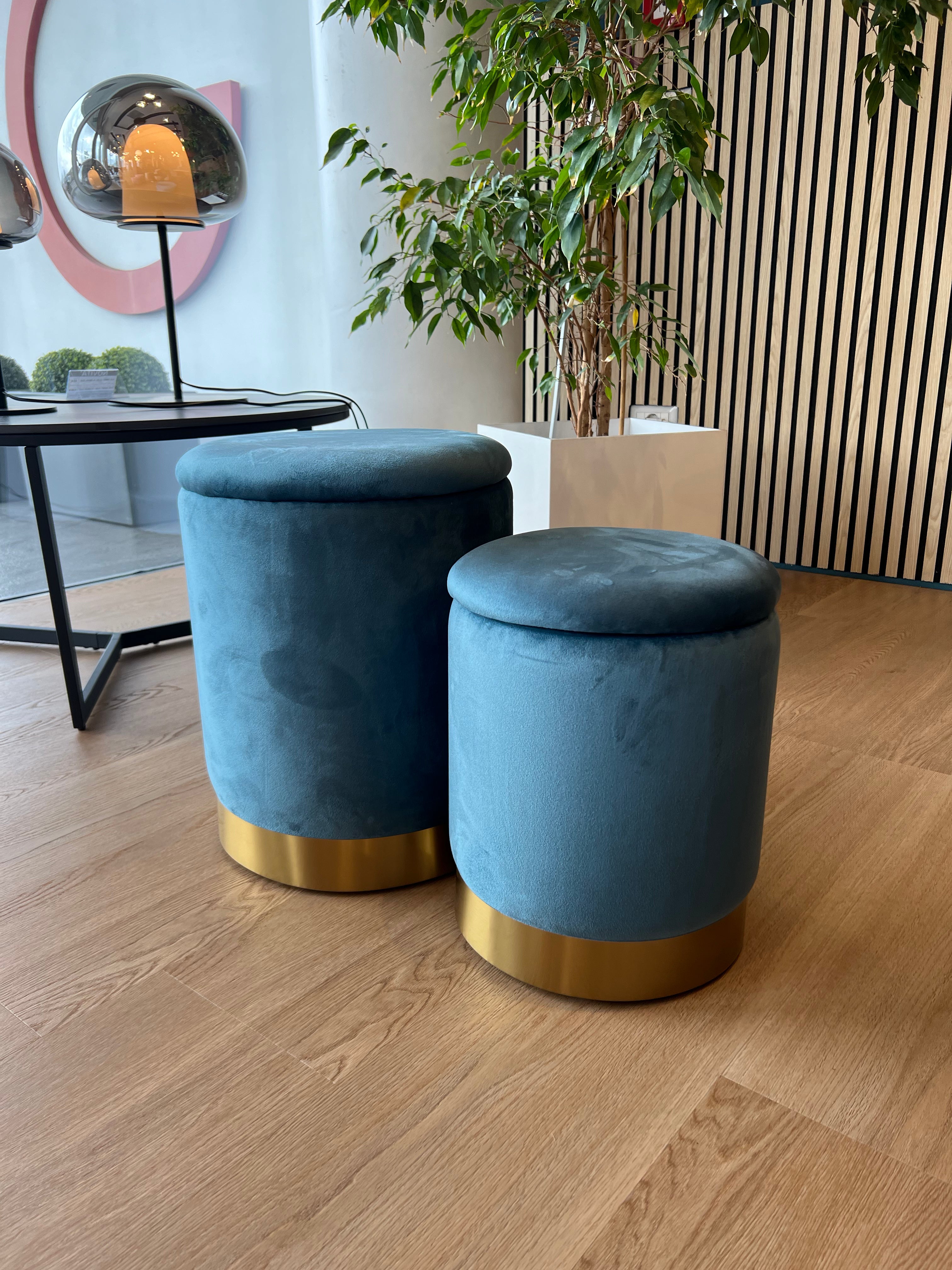 Set 2 Pouf contenitori - Pavone