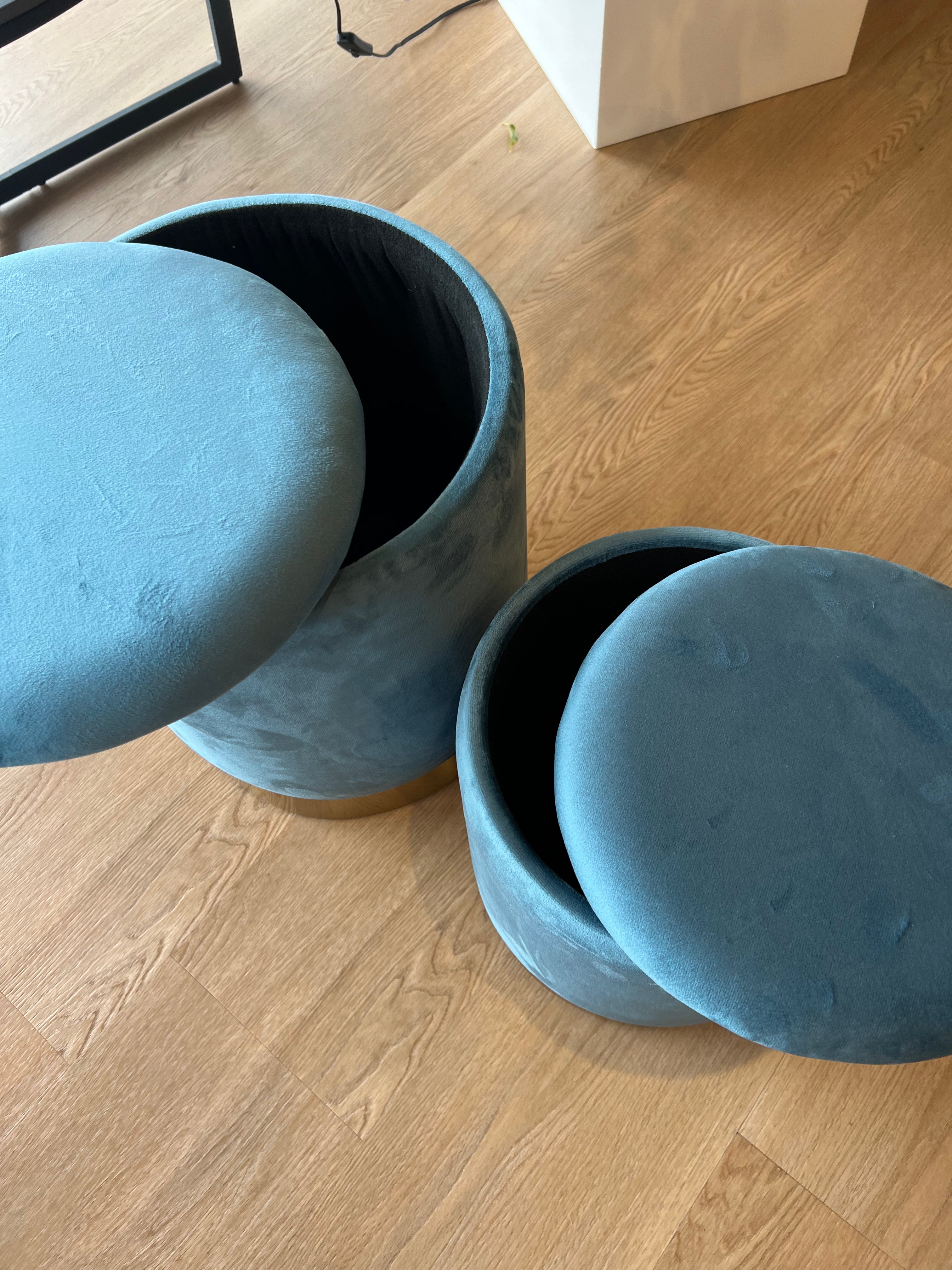 Set 2 Pouf contenitori - Pavone