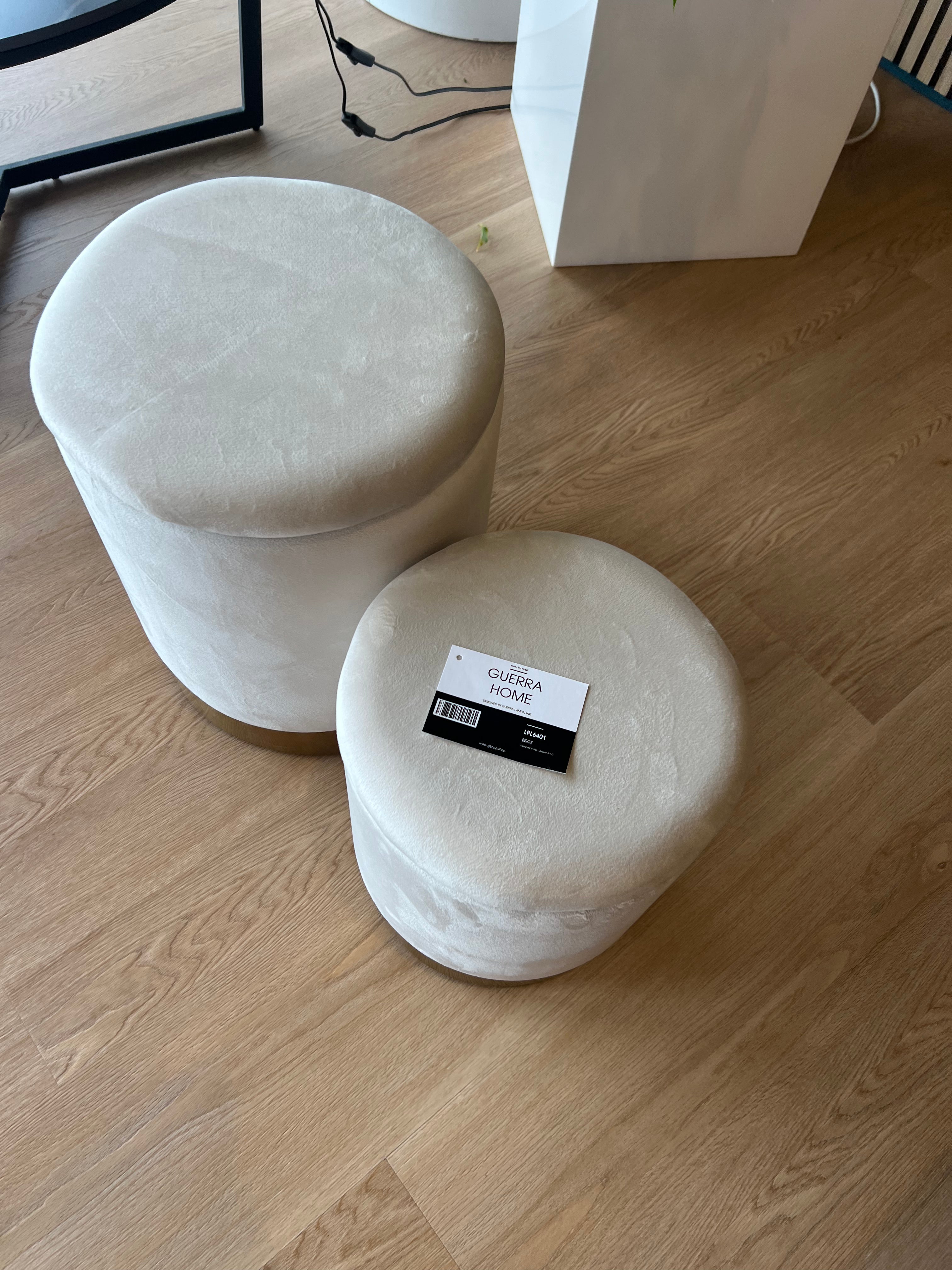 Set 2 Pouf contenitori - Beige