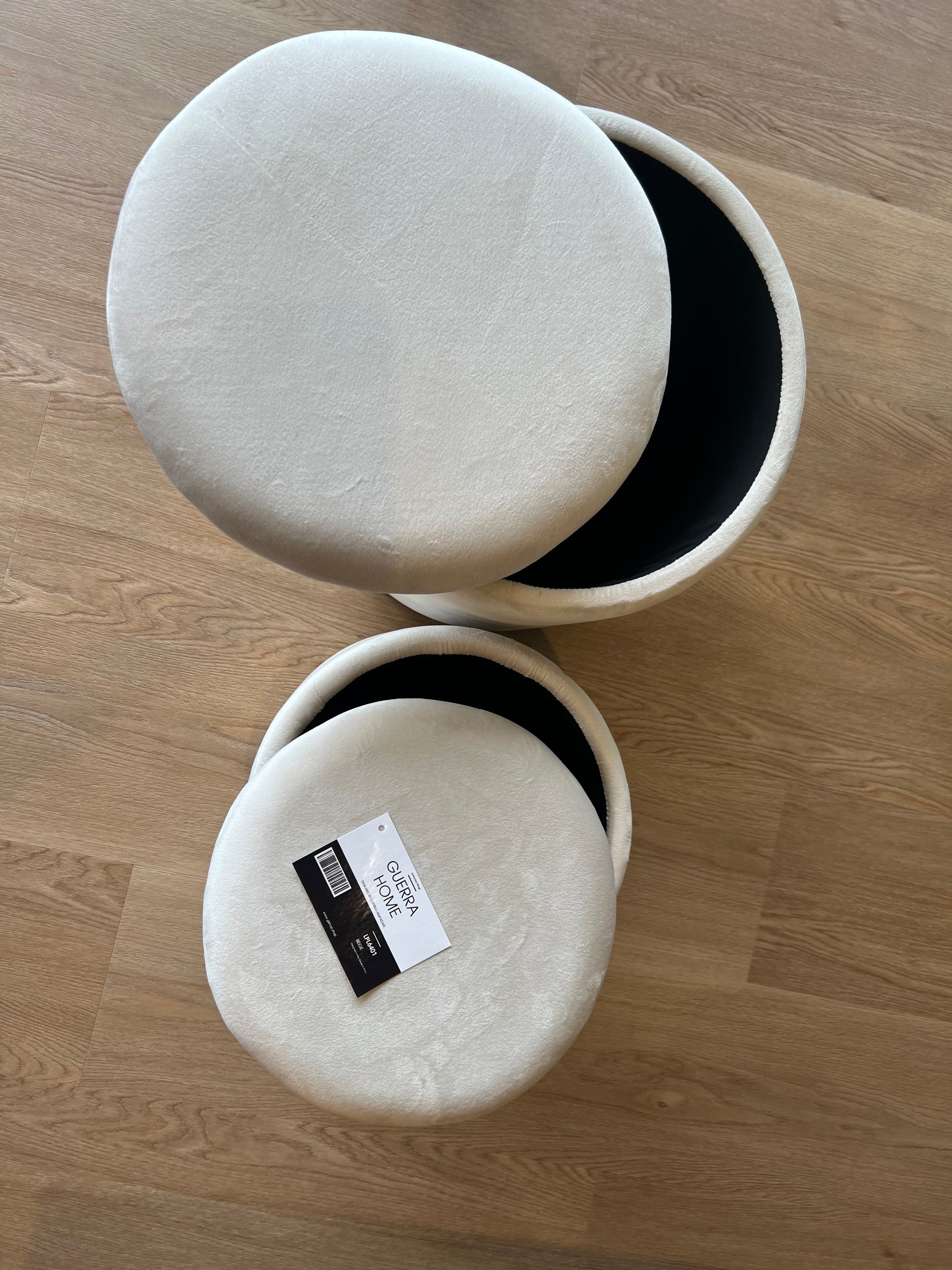 Set 2 Pouf contenitori - Beige